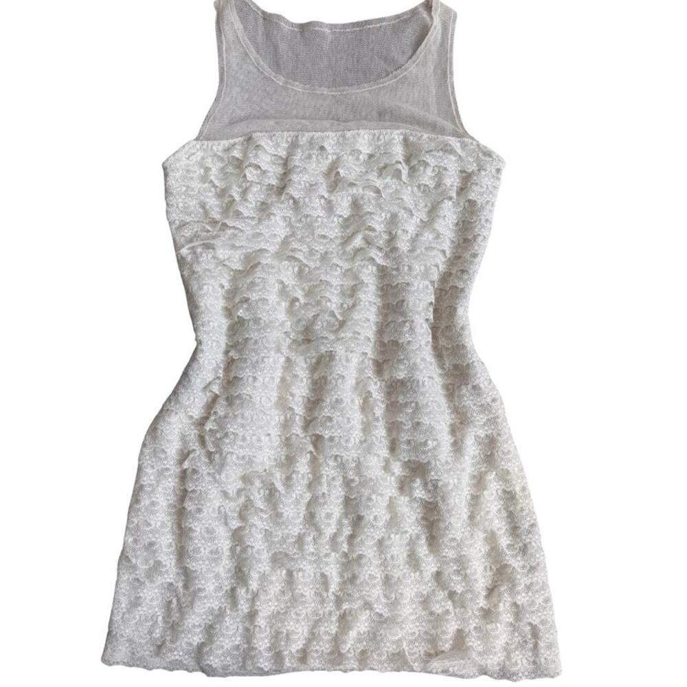 BCBGMAXAZRIA Cream Allover Lace Mini Dress